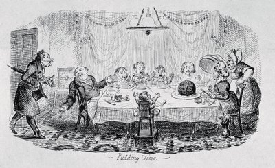 「Pudding Time」、イラスト・オブ・タイムのプレート6、1827年発行 作： George Cruikshank